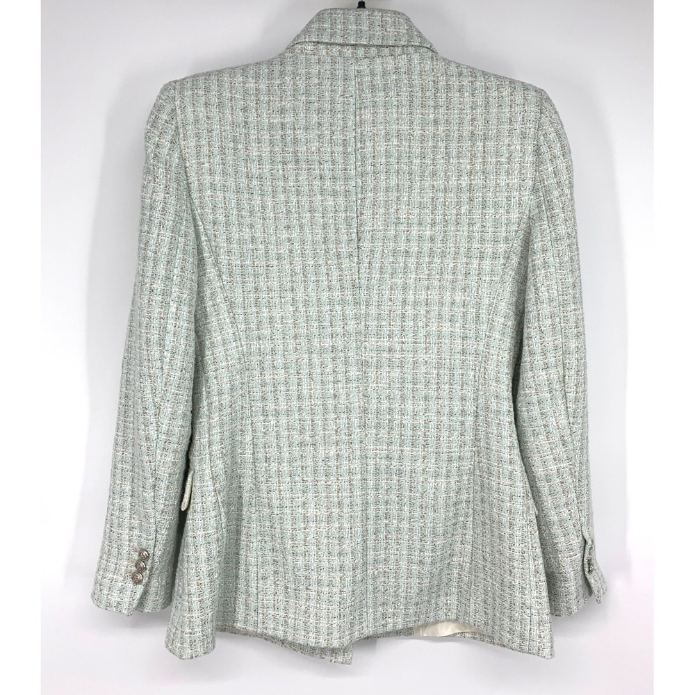 Zara Blazer Tweed Double Breasted Light Blue Blogger Fave Womens Size Medium - Picture 13 of 15